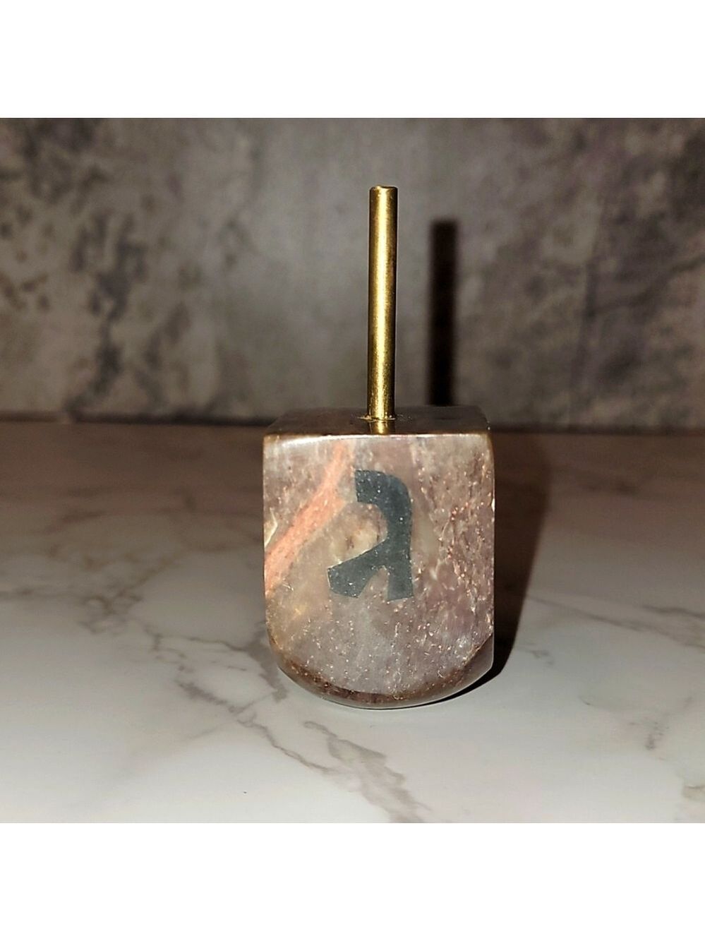 Vintage Soapstone & brass Inlay Dreidel
